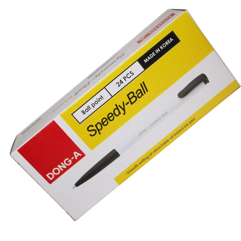 Dong-a Speedy-Ball 0.38mm Smooth Writing Retractable Oil Based Ink Ball Point Pen Dozen Box (Pack of 24) - Black - Image 2